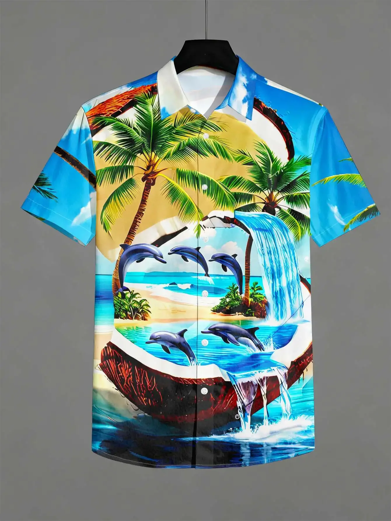 Men's Hawaiian short-sleeved shirt featuring a fresh holiday-style pattern is the perfect choice for a summer beach vacation