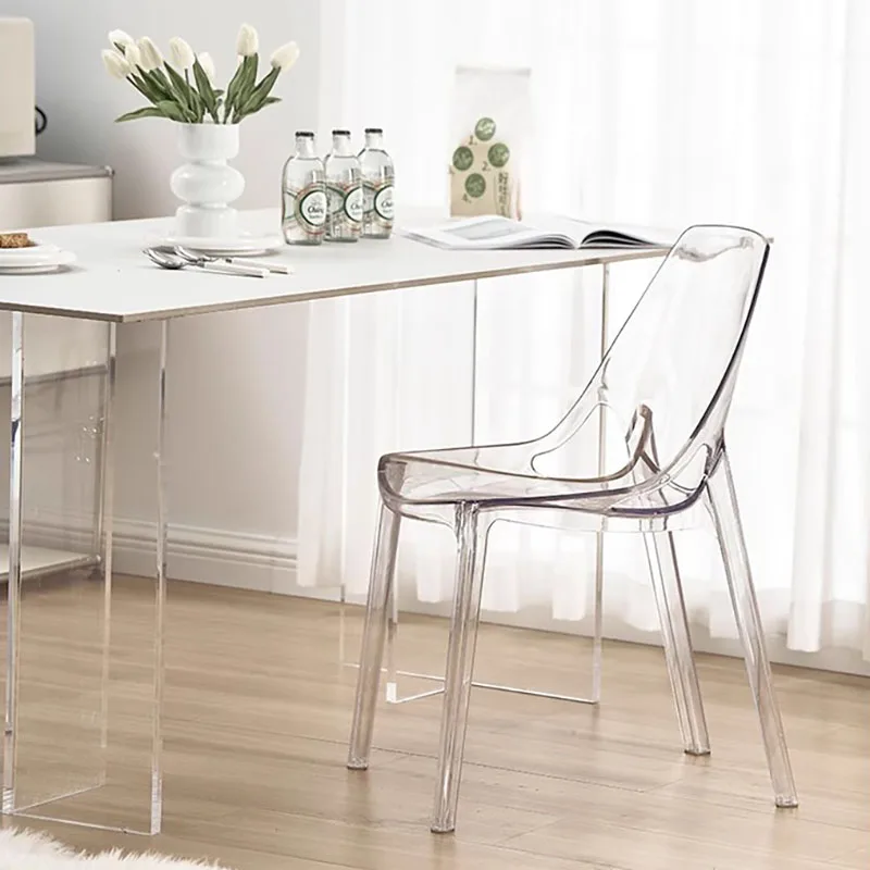 Transparent Acrylic Dining Chairs Luxury Advanced Sense Italian Originality Dining Chairs Unique Modern Chaise Home Furniture