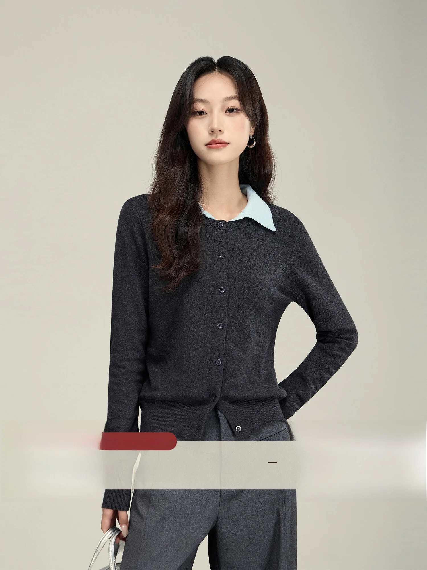 

Rising Small round Ne Camere Cardigan Women's Pure Color Knitted Sweater Coat Cotton 95% Camere 5% Daily Wear