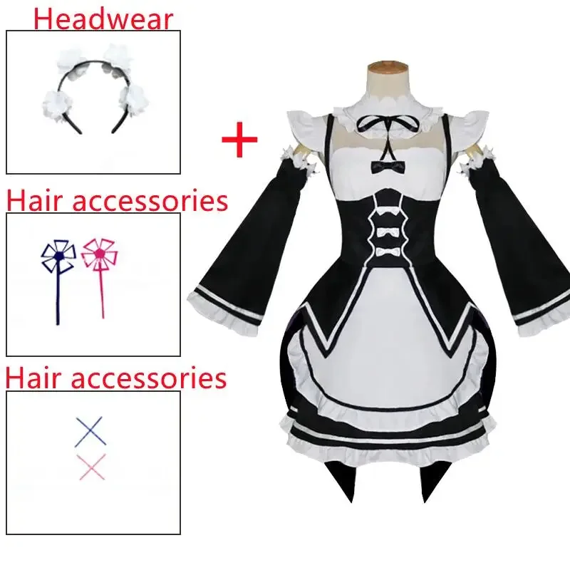 Anime Ram/Rem Cosplay costume Re Life In A Different World From Zero Black Maid Outfit Halloween Gift