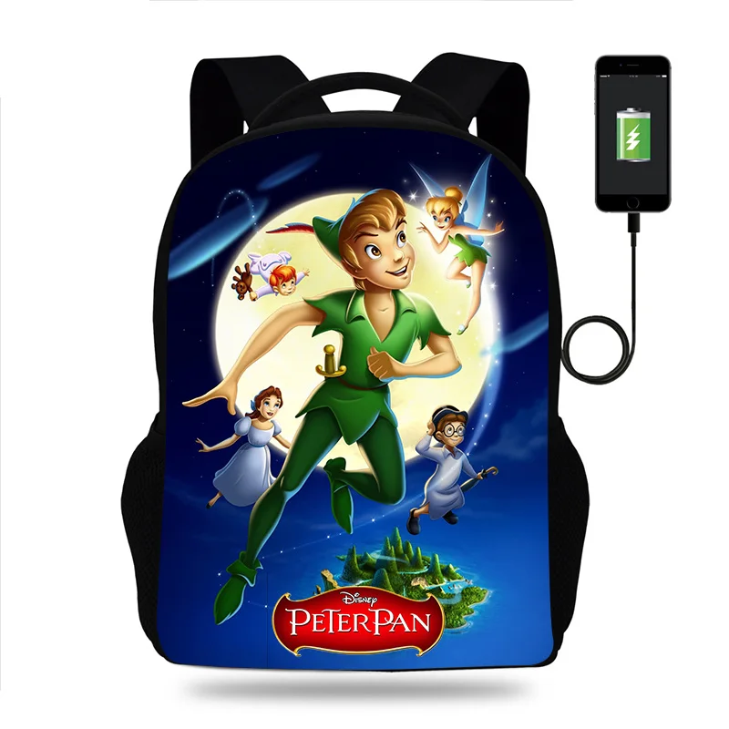 Imagem -02 - Mochila Peter Pan para Menino e Menina Mochila Escolar com Carregamento Usb para Viagens Diárias para Estudante