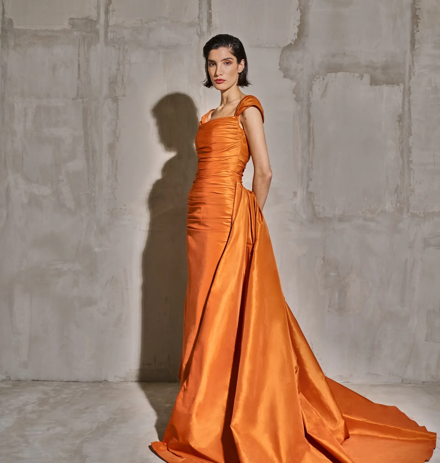 Sharon Said – robe de soirée en Satin, style sirène, élégante, jupe Orange, modeste, robes de soirée de mariage pour femmes, personnalisées, SF491