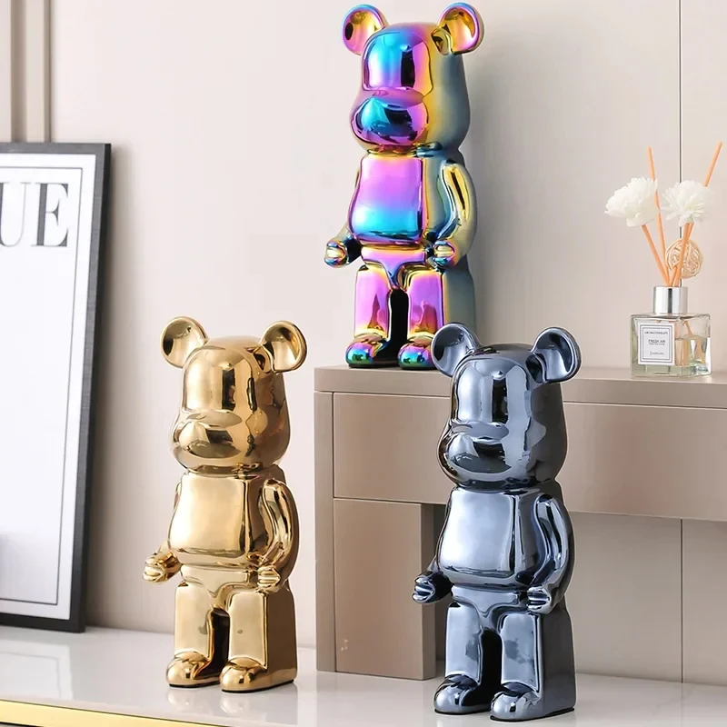 

Electroplated office desk, ceramic violence bear, fashionable desktop decoration bear, luxurious living room decoration gift