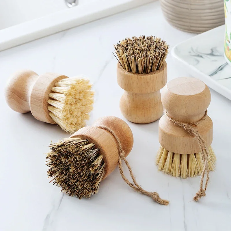 Pot Brush Dishwashing Brush Short Handle Natural Sisal Hemp Household Kitchen Tool Coconut Palm Cleaning Decontamination Brush