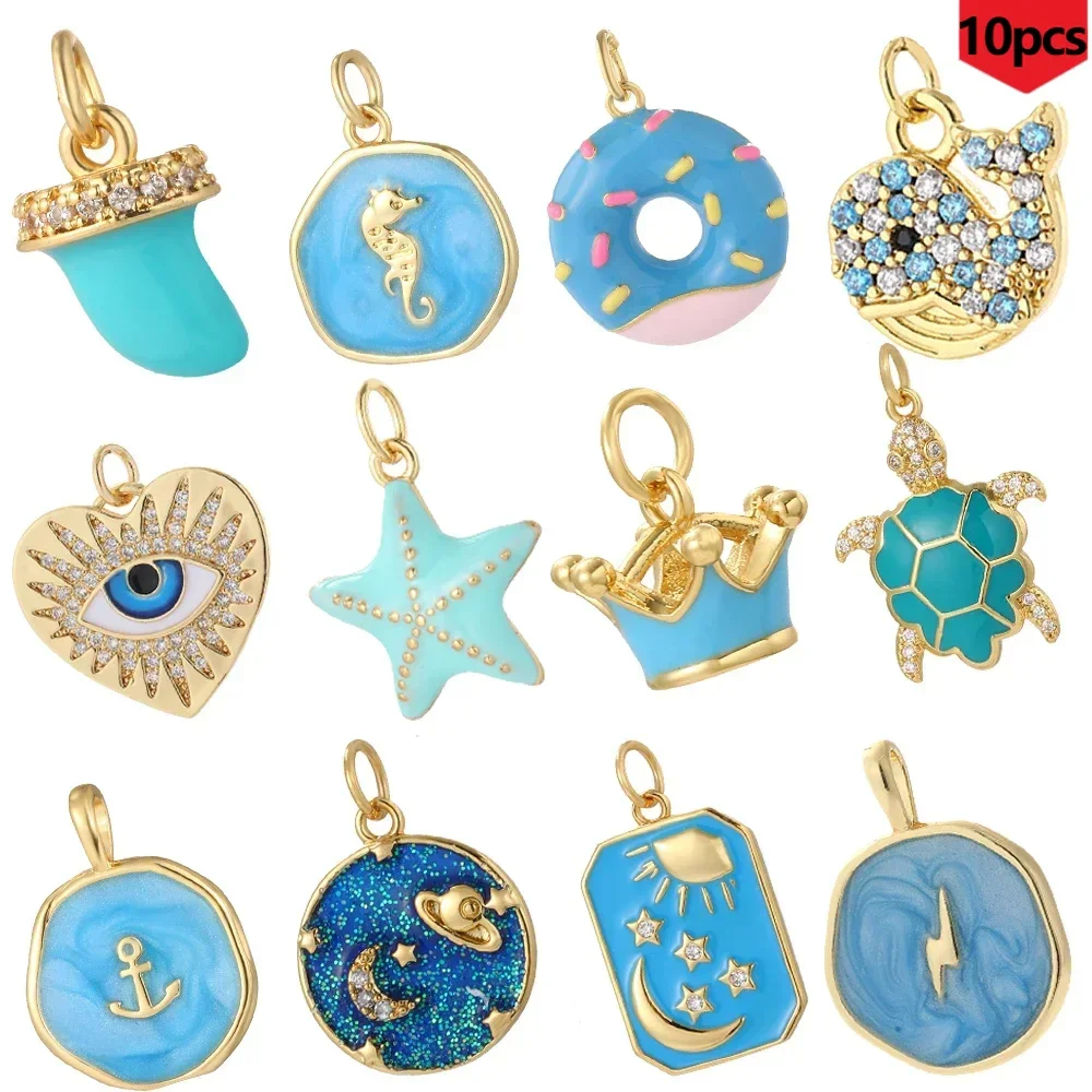 10pcs Starfish Heart Charms for Jewelry Making Supplies Diy Earrings Necklace Bracelet  Evil Blue Eye Moon Wholesale Charm Dijes