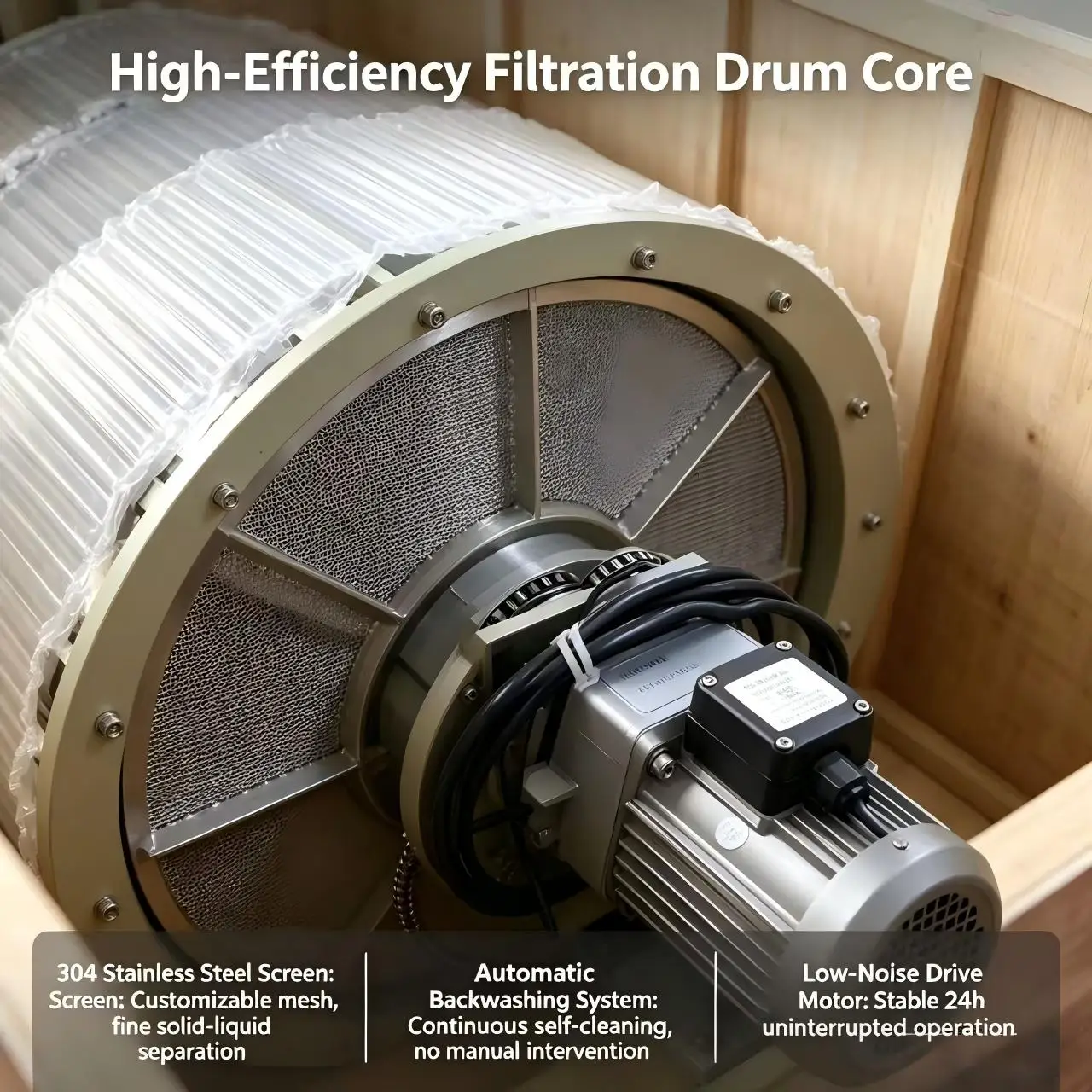 Aquaculture/Fish Pond Sewage Treatment Integrated Drum Micro-filter Motor 1 Year Warranty 10T/H Capacity for Water Treatment