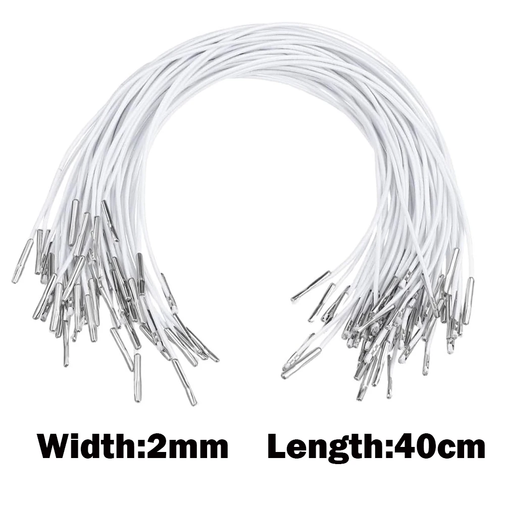 1300pcs 40cm Mask Lanyard Elastic Rope White Elastic Cords with Metal Ends Round Elastic Bands for Mask Making Party Hats Craft