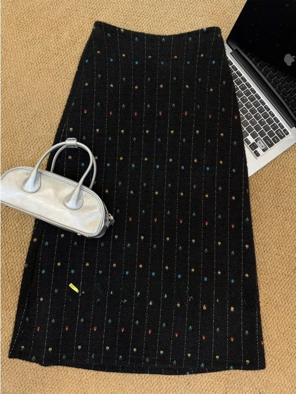 

New Year Atmosphere Heavy Work Flocking Embroidery A-Line Slimming Drapey Half Skirt Original Item Recommended Elegant Casual...