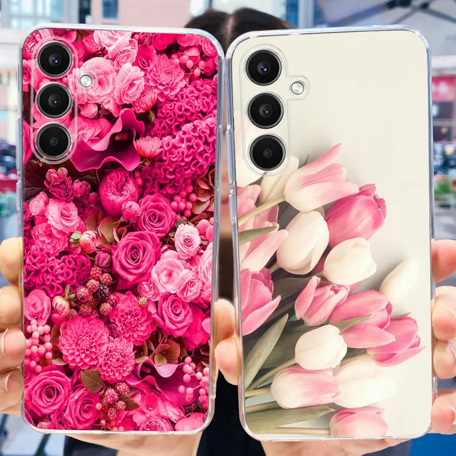 삼성 갤럭시 A34 전화 케이스에 대 한 귀여운 고양이 꽃 인쇄 부드러운 실리콘 TPU 뒷면 커버 삼성 A34 A14 A54 5G 2023 SM-A346B