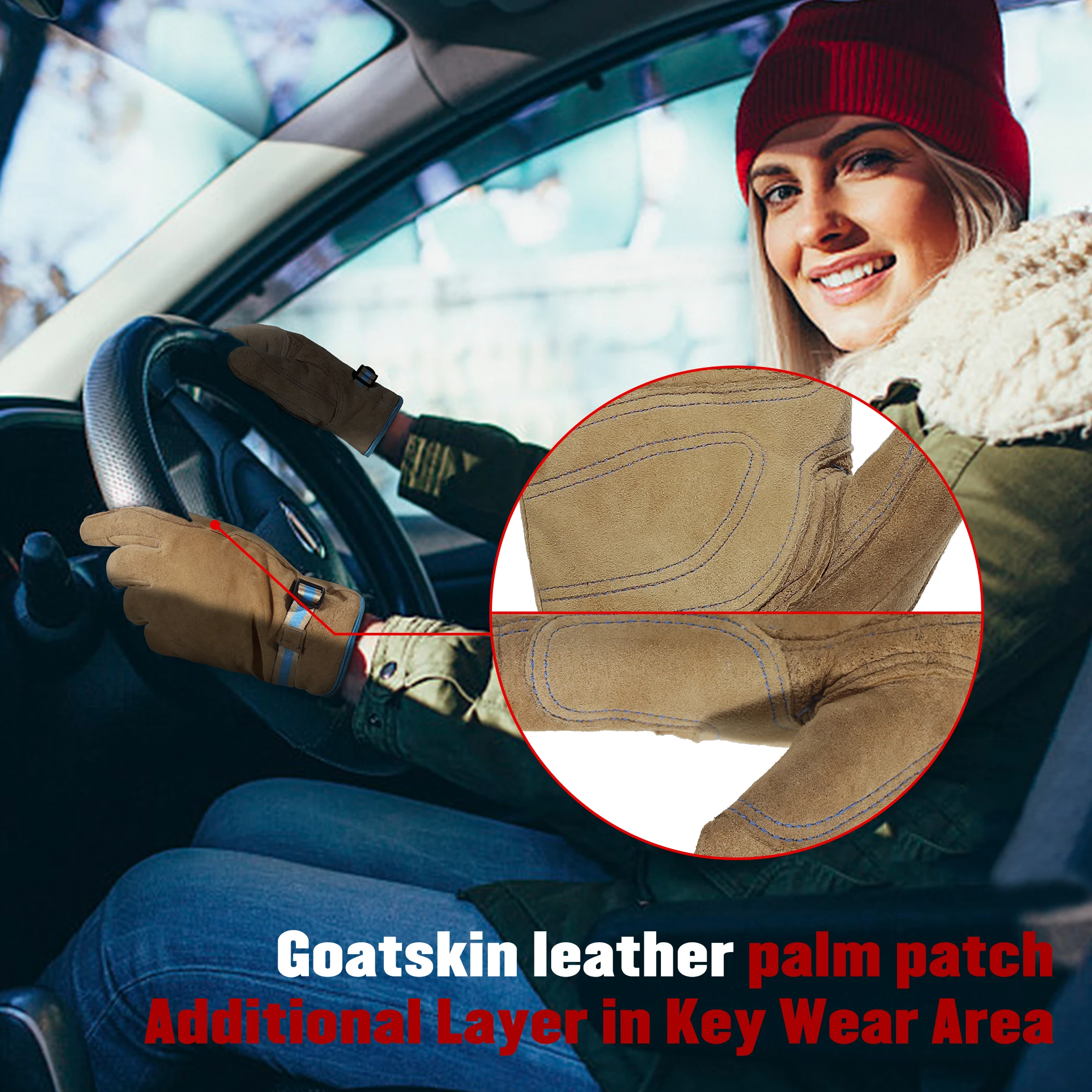 HANDLANDY Gants de travail d'hiver pour hommes et femmes, gants de travail en cuir véritable isolés par temps froid hydrofuges