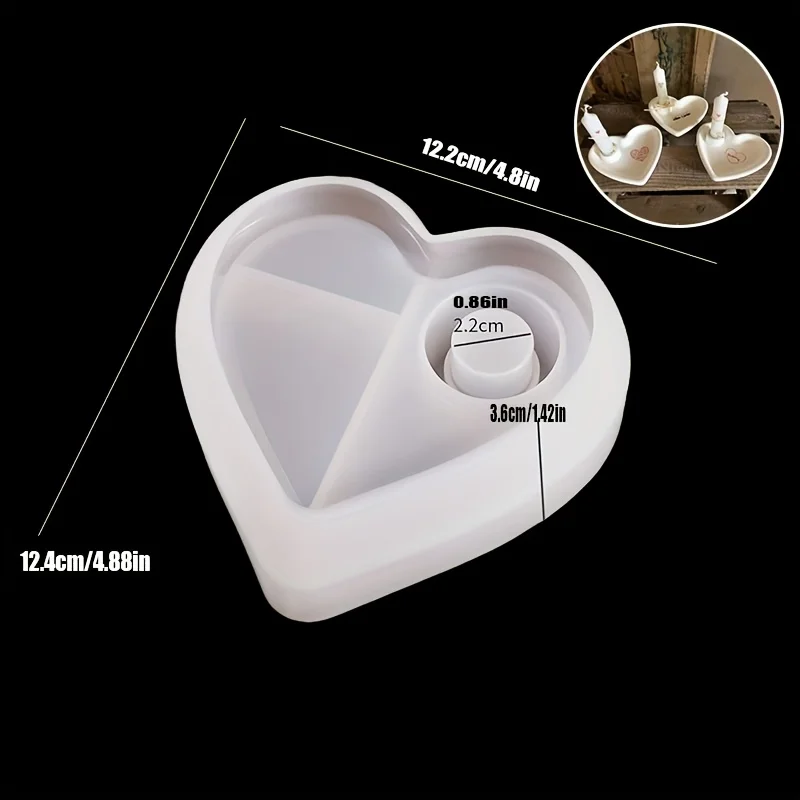 قوالب سيليكون لحامل الشموع على شكل قلب من الراتنج الكريستالي والجص - أدوات صنع الحرف اليدوية لديكور المنزل في عيد الحب #5