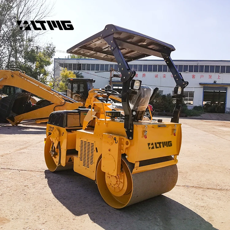 Mesin Penggilas Jalan 2000kg 3000kg 2ton 3ton Mekanis Artikulasi dengan Drum Ganda