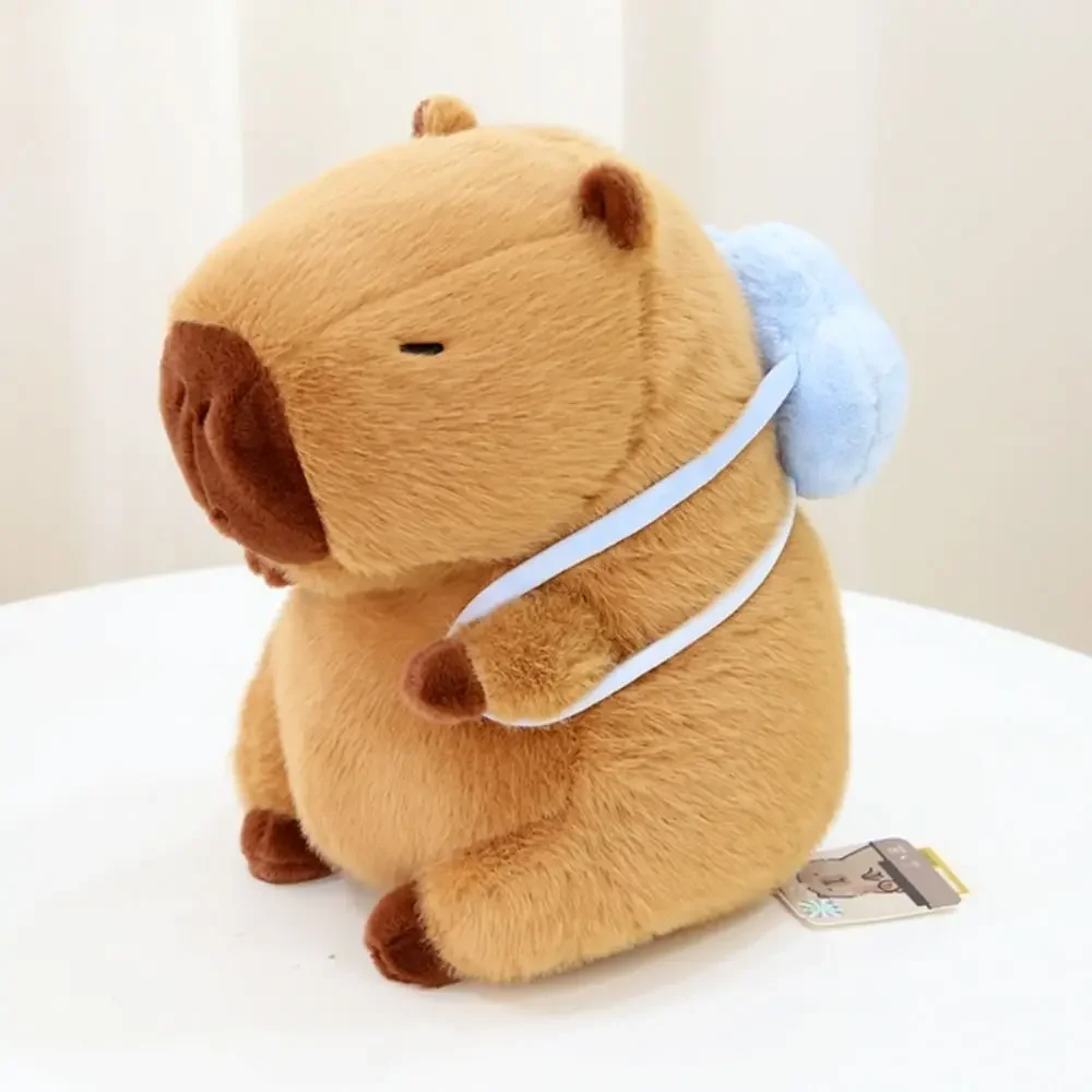 Con mochila de concha, juguete de peluche de Capibara, simulación de verano, Capibara, Anime, juguete esponjoso, muñeca bonita, muñeca de tela, muñeco de peluche de Capibara