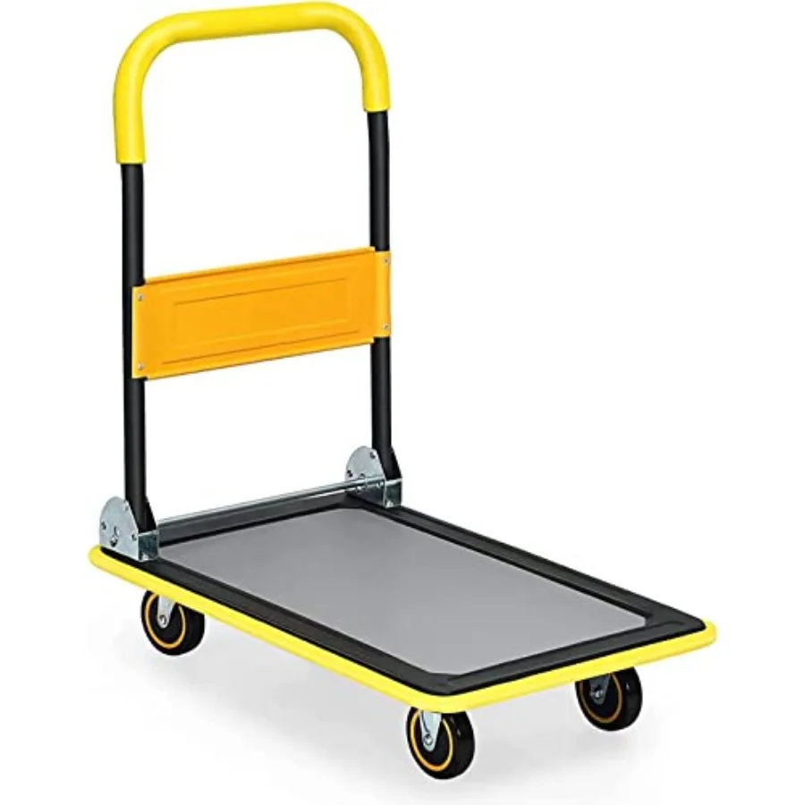 Zimbala chariot à plate-forme pliante 330lbs plate-forme mobile de poussée à main roulante chariot de poussée pliable robuste Dolly avec roues pivotantes en polyuréthane F