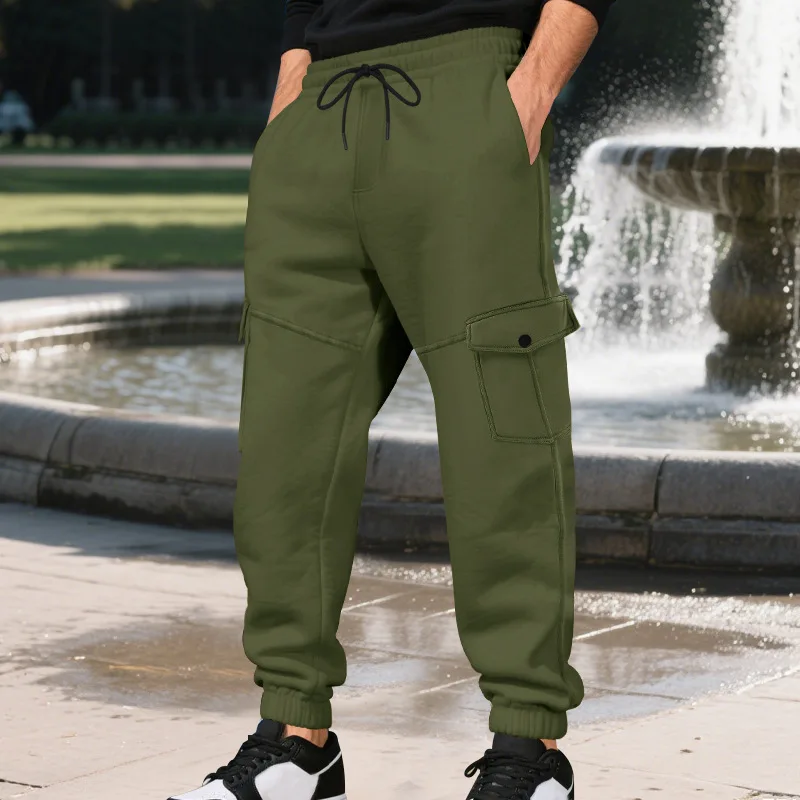 กางเกงขายาวผู้ชายสำหรับฤดูหนาว ผ้าหนา ทนทาน ทรงหลวม เหมาะสำหรับงานกลางแจ้งและเล่นกีฬา