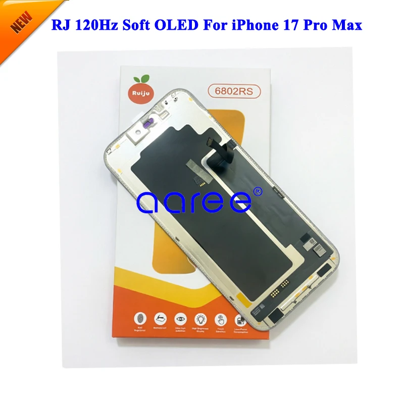 RJ Brand 120Hz Soft OLED Display For iPhone 17 Pro Max Soft OLED Display LCD Screen Touch Digitizer Assembly
