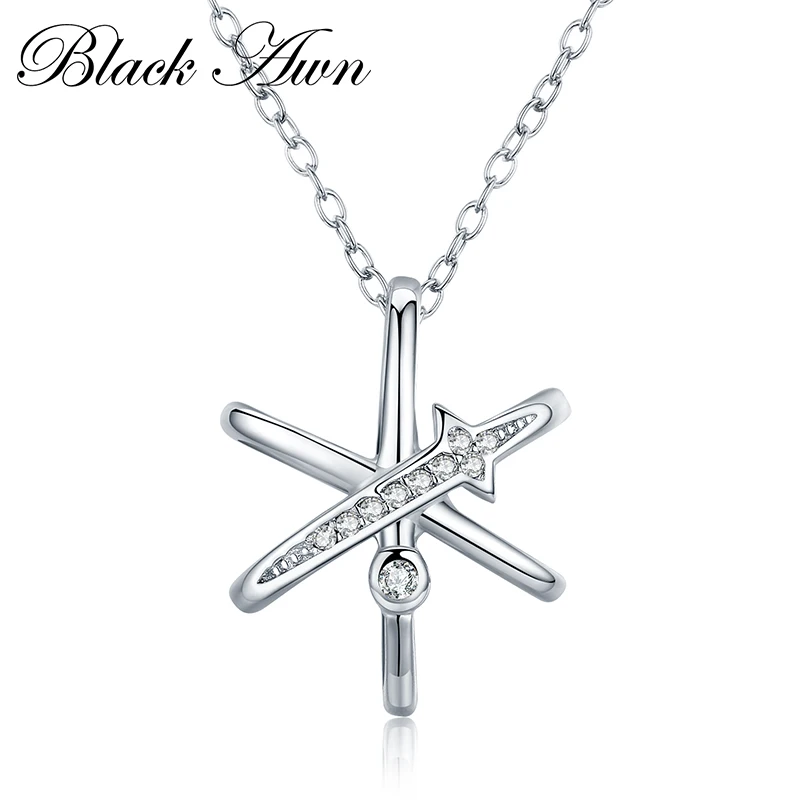 Black Awn Hot Sale Fashion Lucky Trendy Genuine 100% 925 Sterling Silver Necklaces Pendants Jewelry Necklace Women Bijoux P183