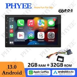 2-din Android-autoradio, CAN-bus-decoder, Carplay, Android-auto, Bluetooth, GPS, RDS voor VW Golf Polo Jetta Sharan Passat Tiguan