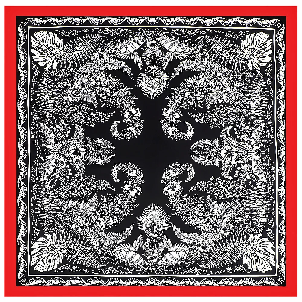 130cm Jungle Leaves Brand Scarf Luxury Design Twill 100% Silk Square Scarf Fashion Shawl Women Kerchief Scarves For Ladies