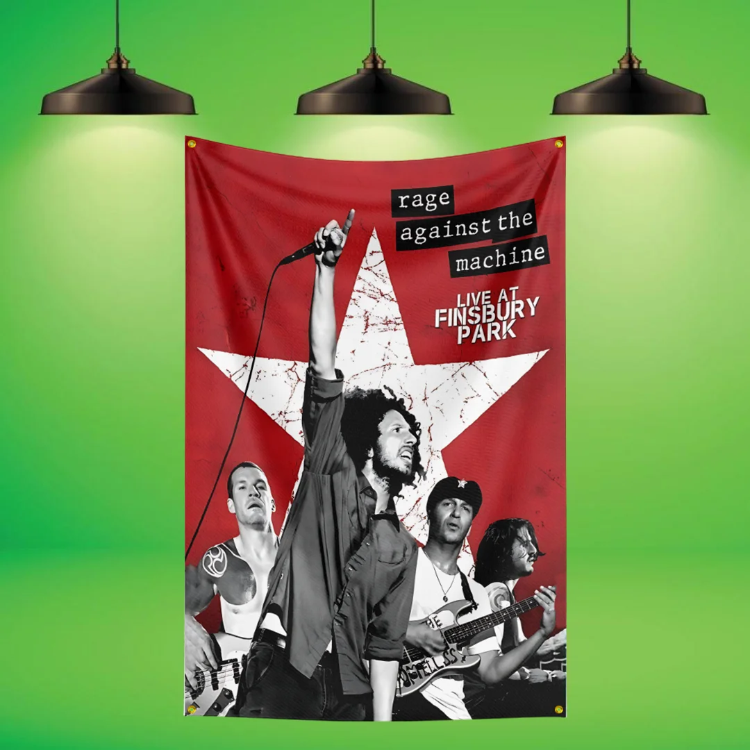 

3x5 Ft R-Rage-Against-the-Machines Heavy Metal Band Flag Rock Music Wall Banner for Bedroom Studio Bar Concert Outdoor Decor