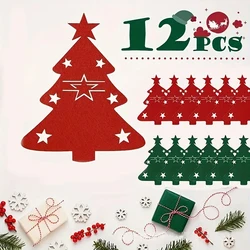 12pcs Christmas Tree Cutlery Rack Fork Spoon Bag Christmas Table Decoration Cutlery Bag Xmas Party Festival Table Ornament