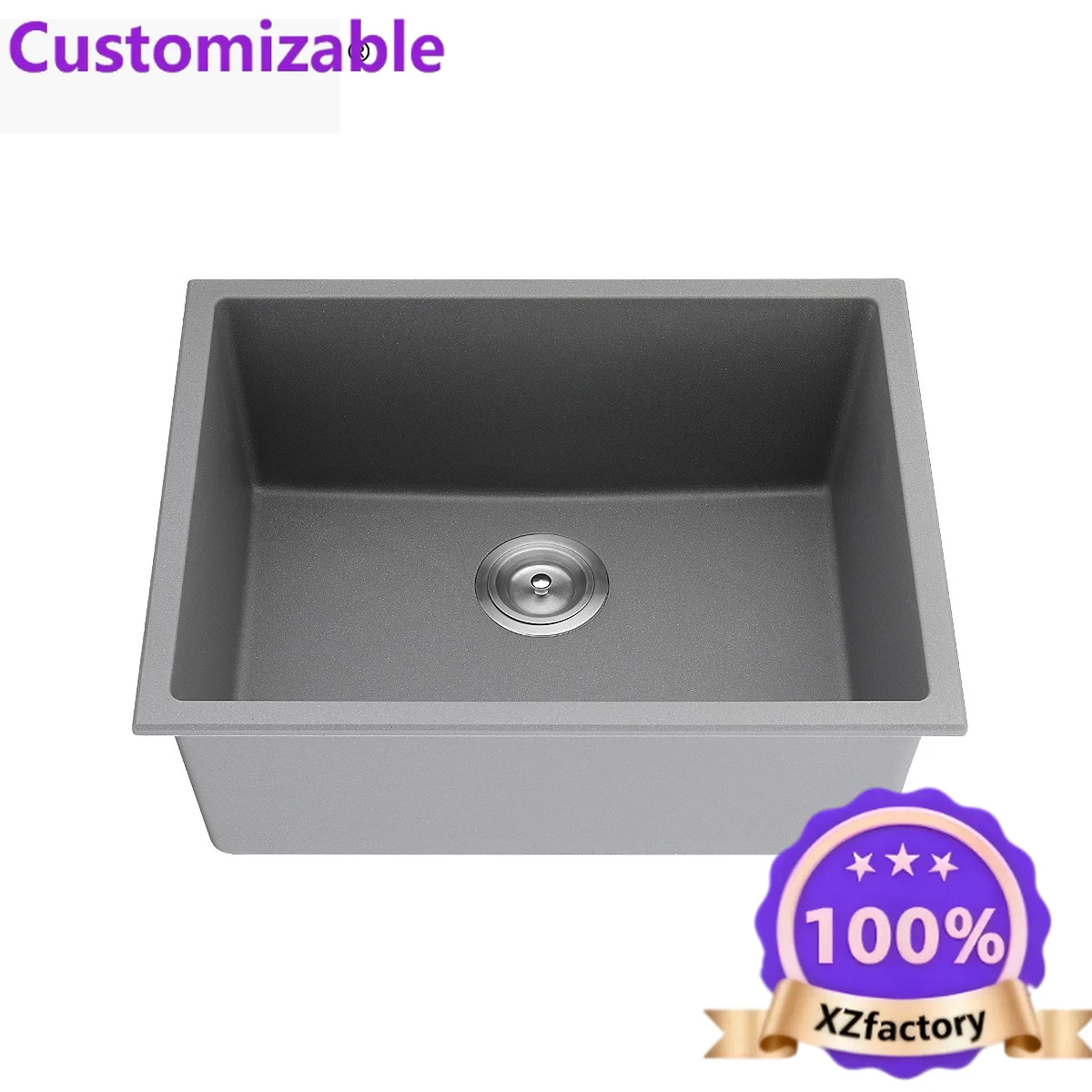 Factory Direct 2026 Quartz Sink Single  Kitchen Undercounter Dishbasin Household  Island Bar Square Small Single