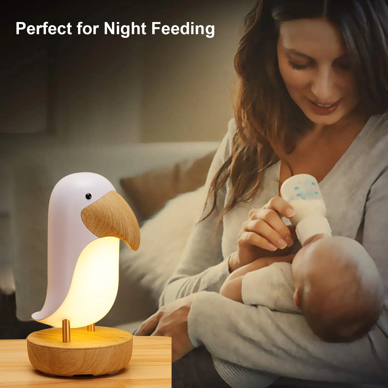 Imagem -04 - Bonito Bluetooth Led Night Light Toucan Bird Usb Recarregável Crianças Quarto Table Lamp Regulável Casa Iluminação Bluetooth Speaker