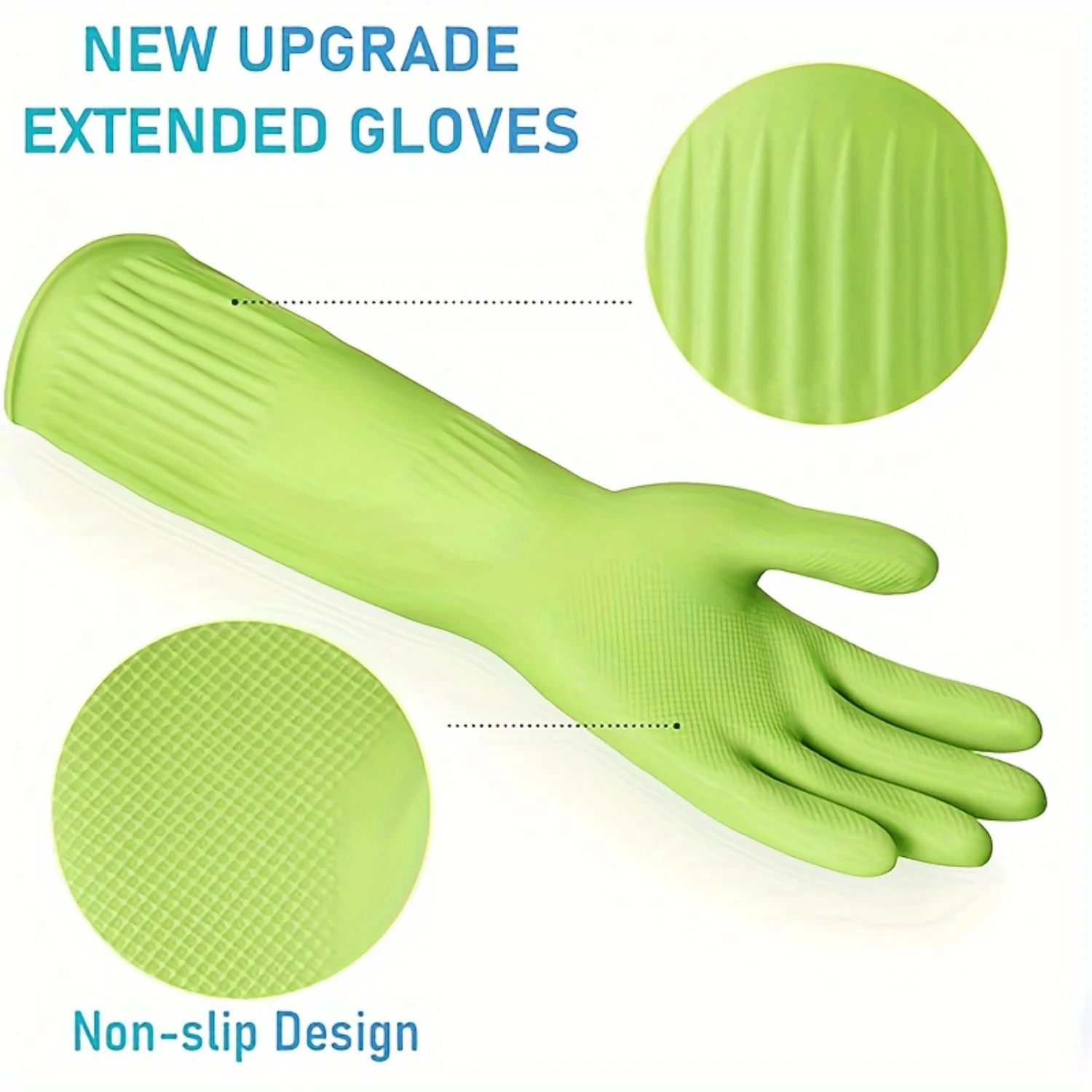2 Pairs, Long Household Cleaning Gloves for Washing Dishes - Dishwashing Gloves for Kitchen Cleaning