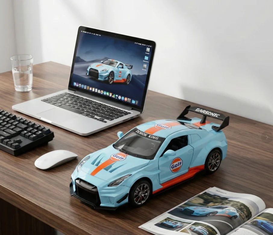 

1:32 Nissan GTR Supercar из сплава, игрушечный автомобиль, металлическая коллекционная модель автомобиля, звуковые и световые игрушки для детей