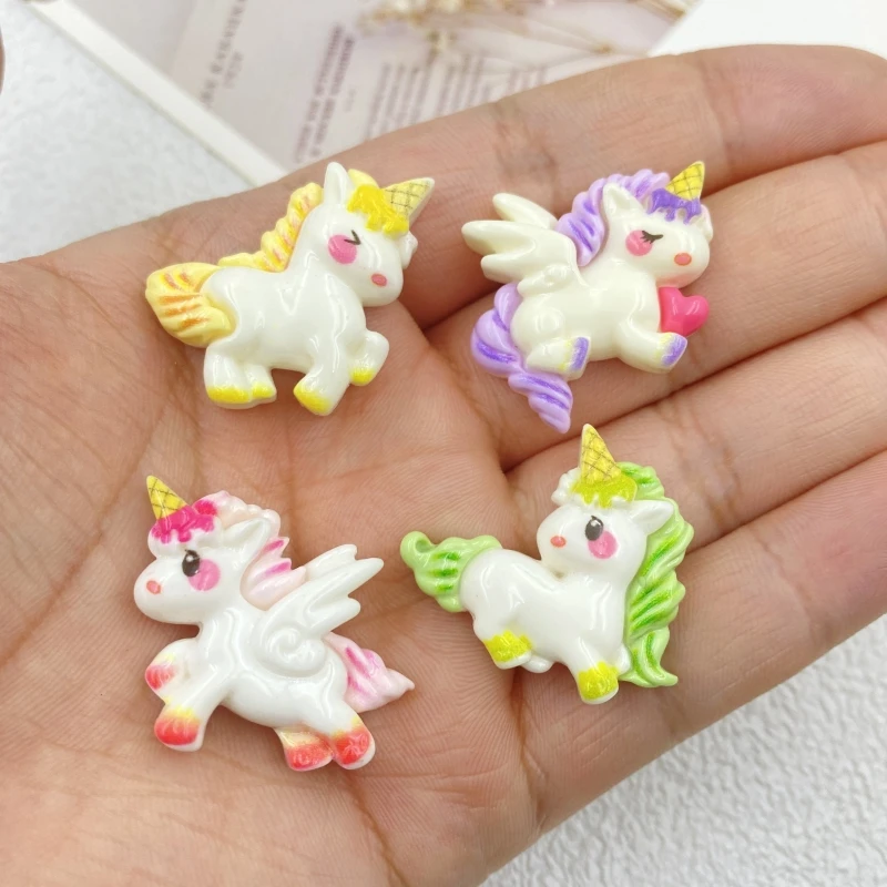 10PCS Cartoon Unicorn Resin Accessories DIY Shoe Flower Hat Cream Glue Stationery Straw Patch