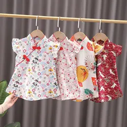 New Summer Children Girls Skirt Clothes Dresses Baby Causal Flowers Pattern Cotta Kids Sport Toddler Tracksutis 0-6 Years