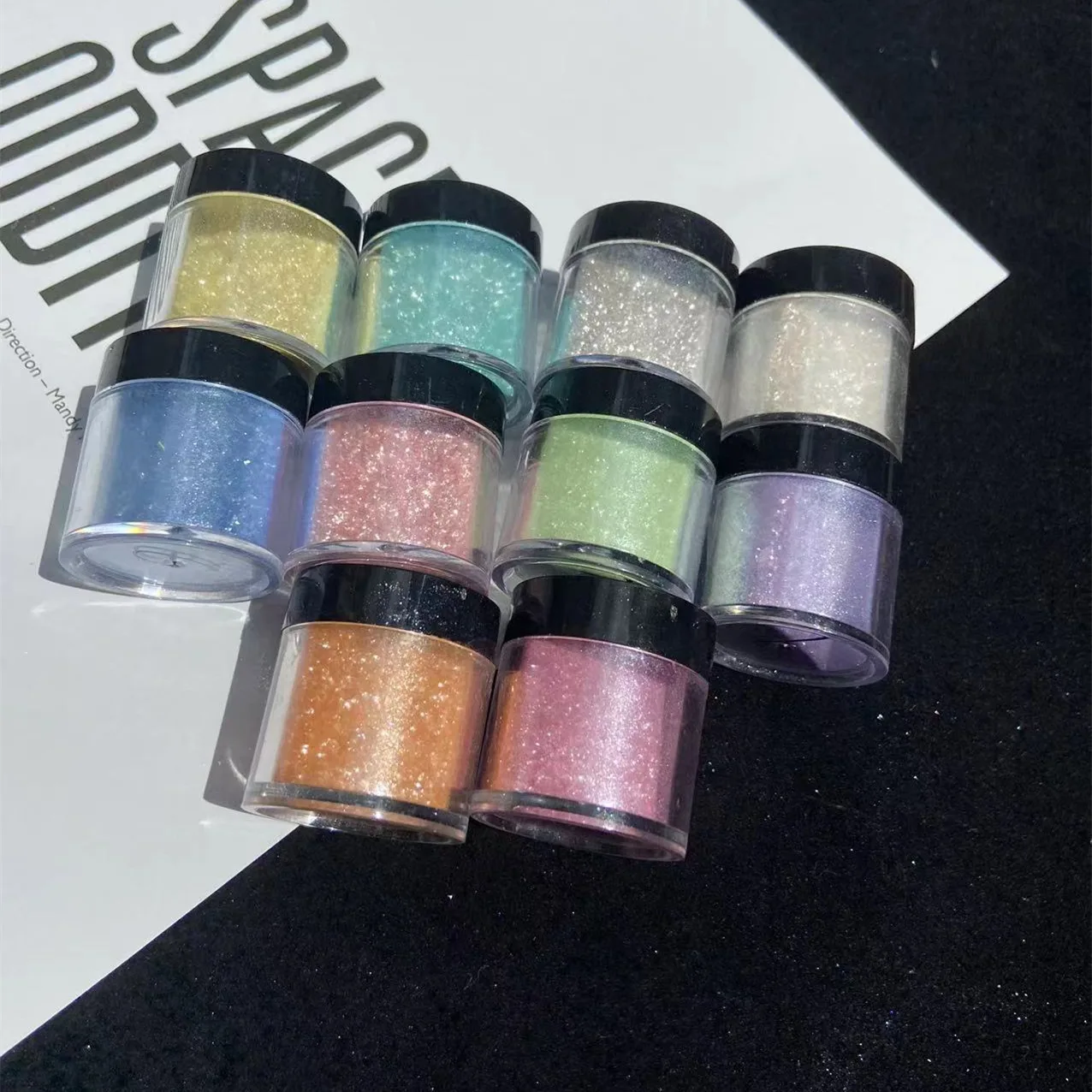 Poudre de Pigment pour Ongles, Multicolore, Holographique, Néon, Scintillant, Glace, Muscle, Aurora, Chrome Fin, Poussière de Frottement, Miroir, Décoration