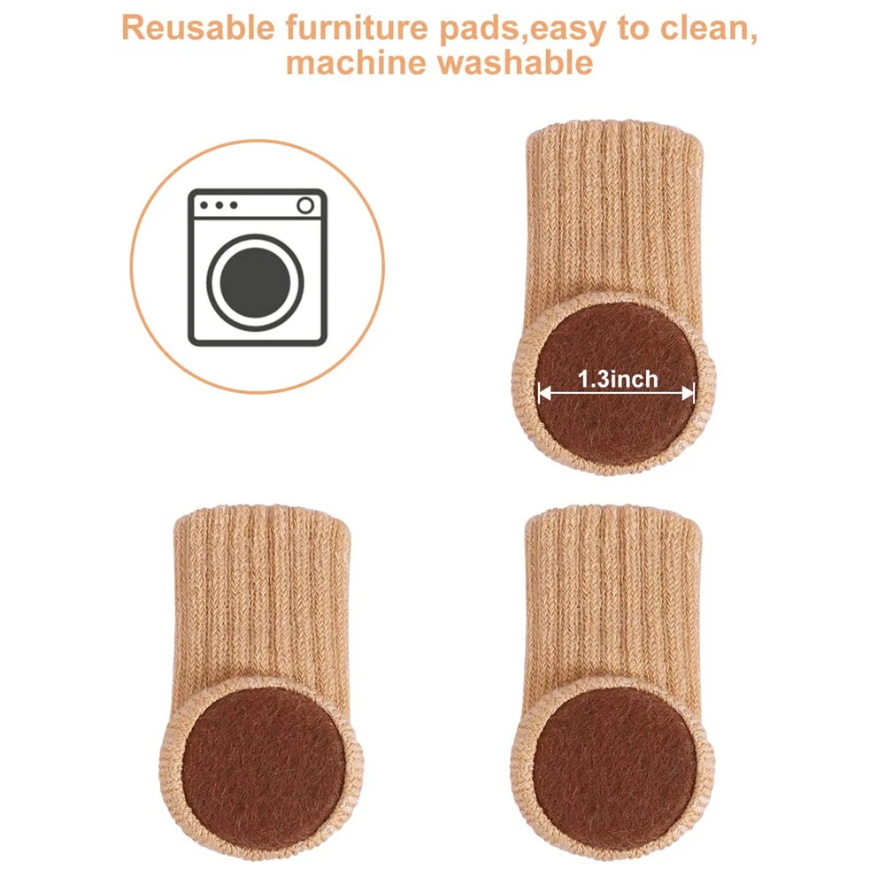 24Pcs Knitted Chair Leg Socks High Elastic Feet Socks Floor Protectors with Anti-Slip Pads Thick Chair Leg Caps Furniture Covers image 6