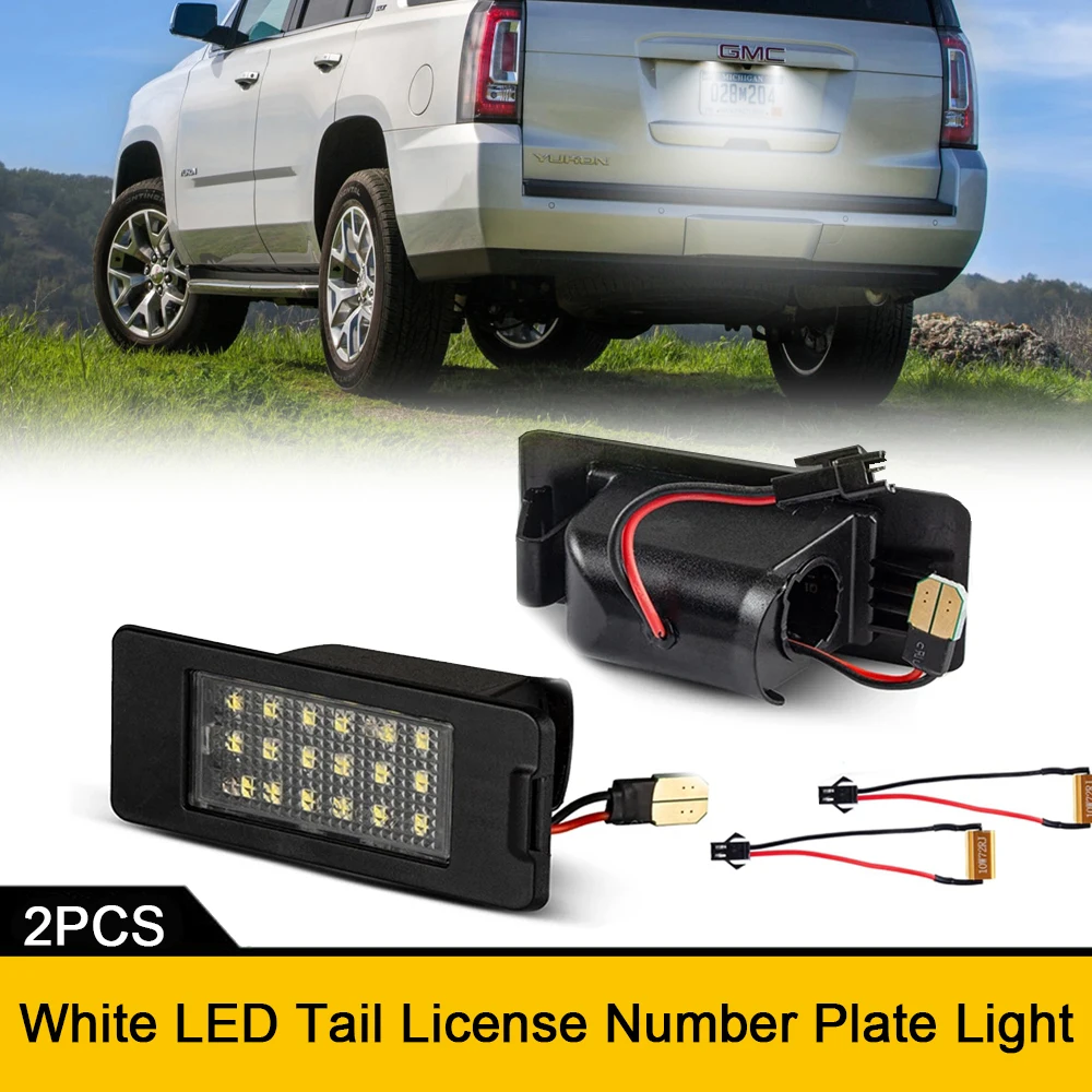 6000K White Reverse LED Number License Plate Light Lamps Canbus For Cadillac ATS Escalade ESV GMC Yukon XL Chevy Malibu Suburban