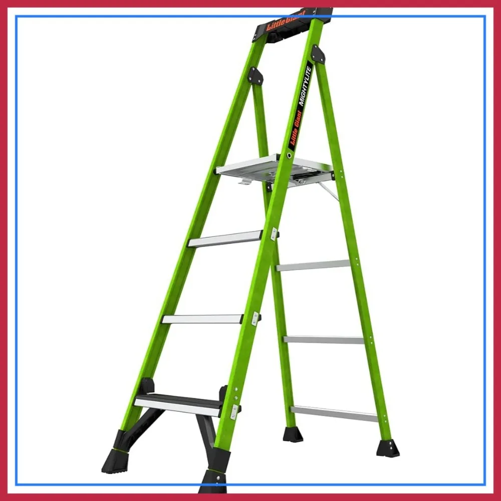 

6 Ft Fiberglass Stepladder, Type IAA 375 lbs Capacity, Non-Conductive, 165 sq in Platform, Green