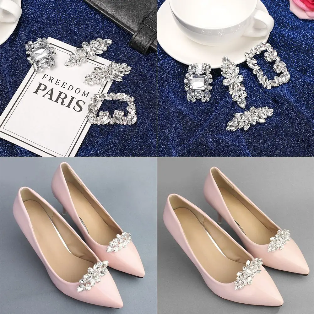 Rhinestone Bride Wedding Shoe Clip Shiny Decorative Clips Charm Buckle Shoe Decorations