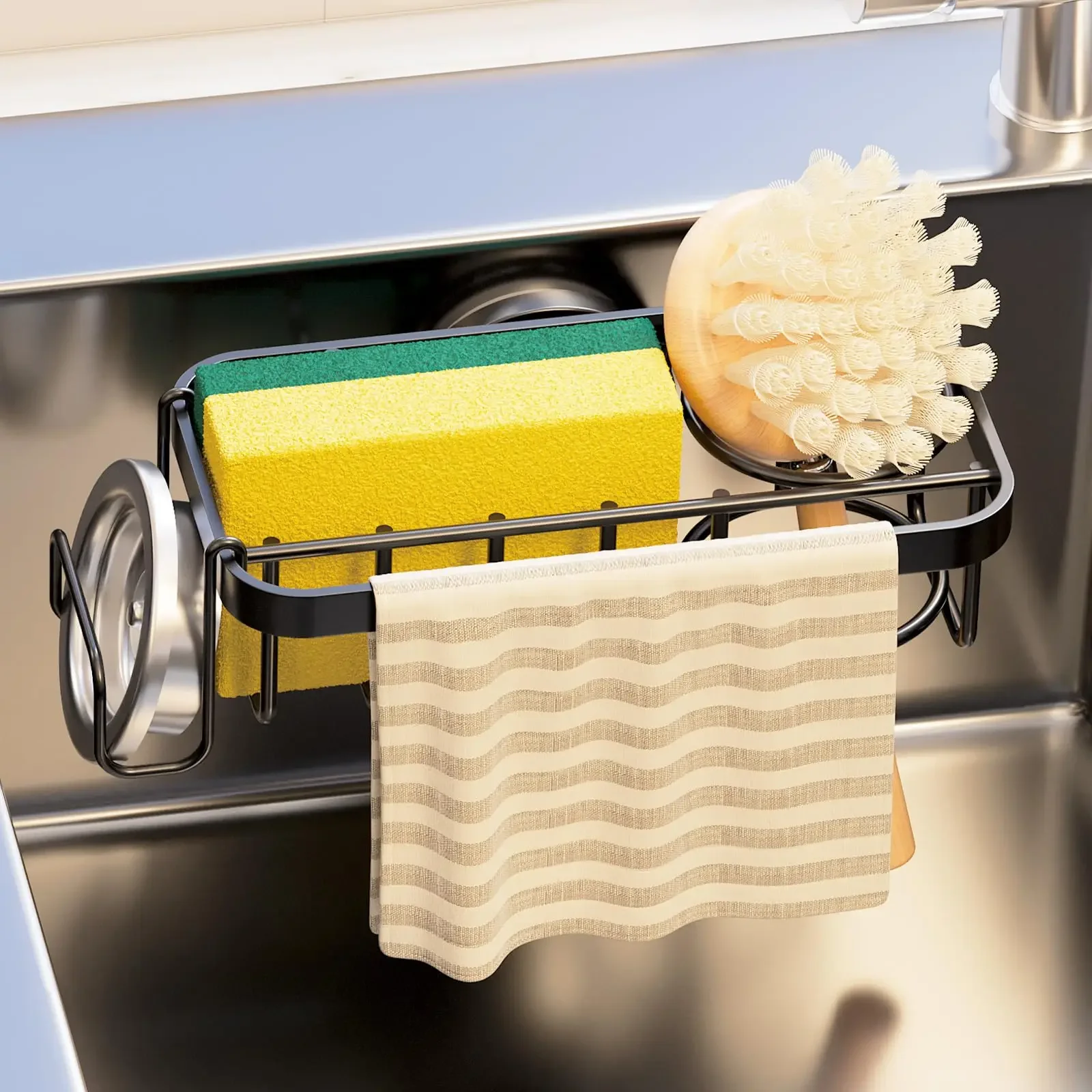 

TAILI Kitchen Sink Drain Shelf Sponge Basket Faucet Holder Space Soap Drainer Rack Organizer for Bathroom Accessories Ladle