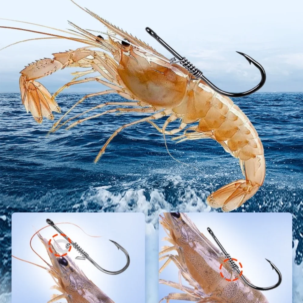 

10pcs Pickerel Live Shrimp Bait Hooks Wacky Weedless Worm Wide Gap High-carbon Steel Fishhook Soft Worm Fishing Hook Sea Fishing