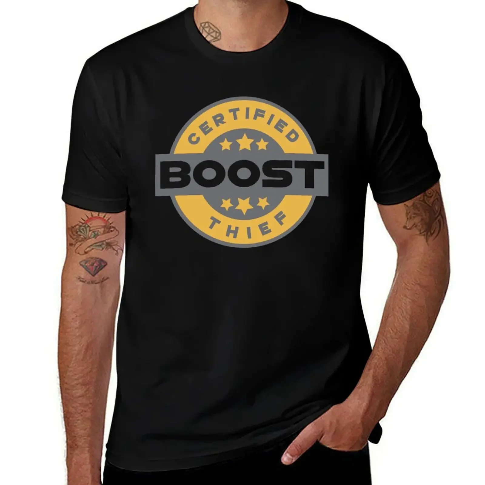 

Rocket League Certified Boost Thief Badge T-Shirt cute tops man clothes heavyweight t shirts for men