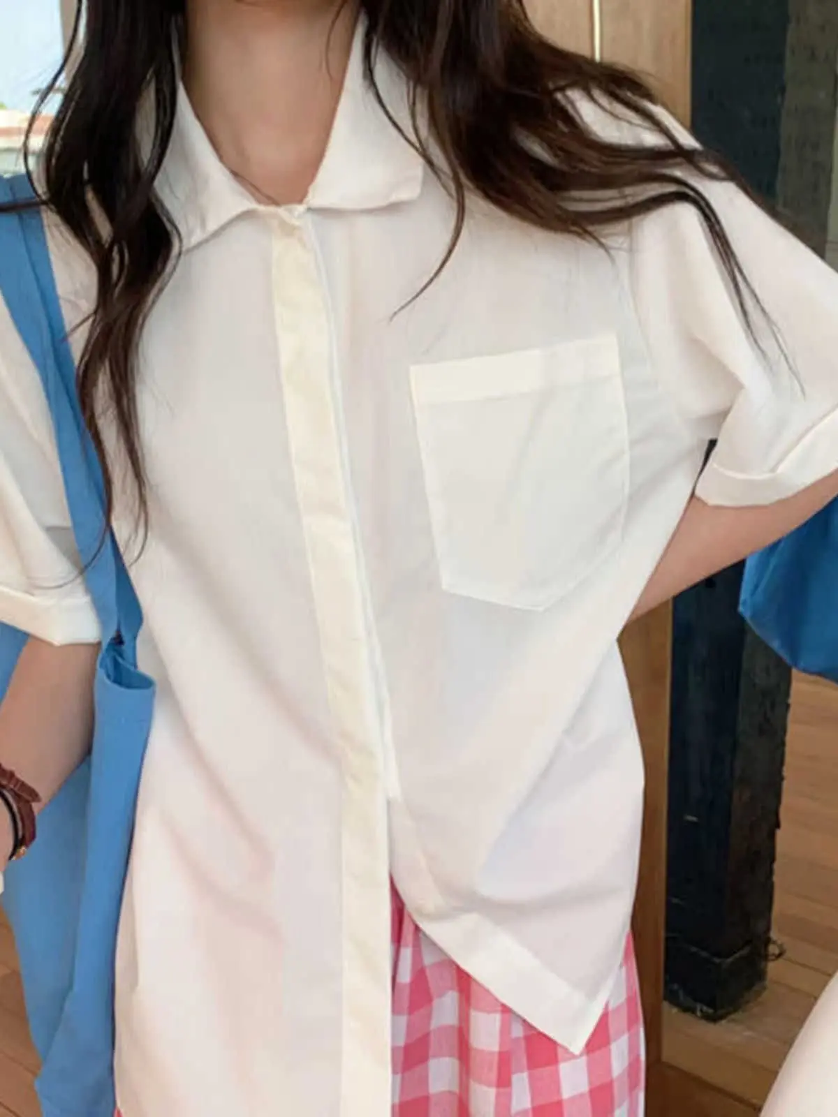 

Loose Casual White Shirt Layering Korean Style Salt System Chic Student Girl Simple Elegance Summer Fashion Women's Clothing