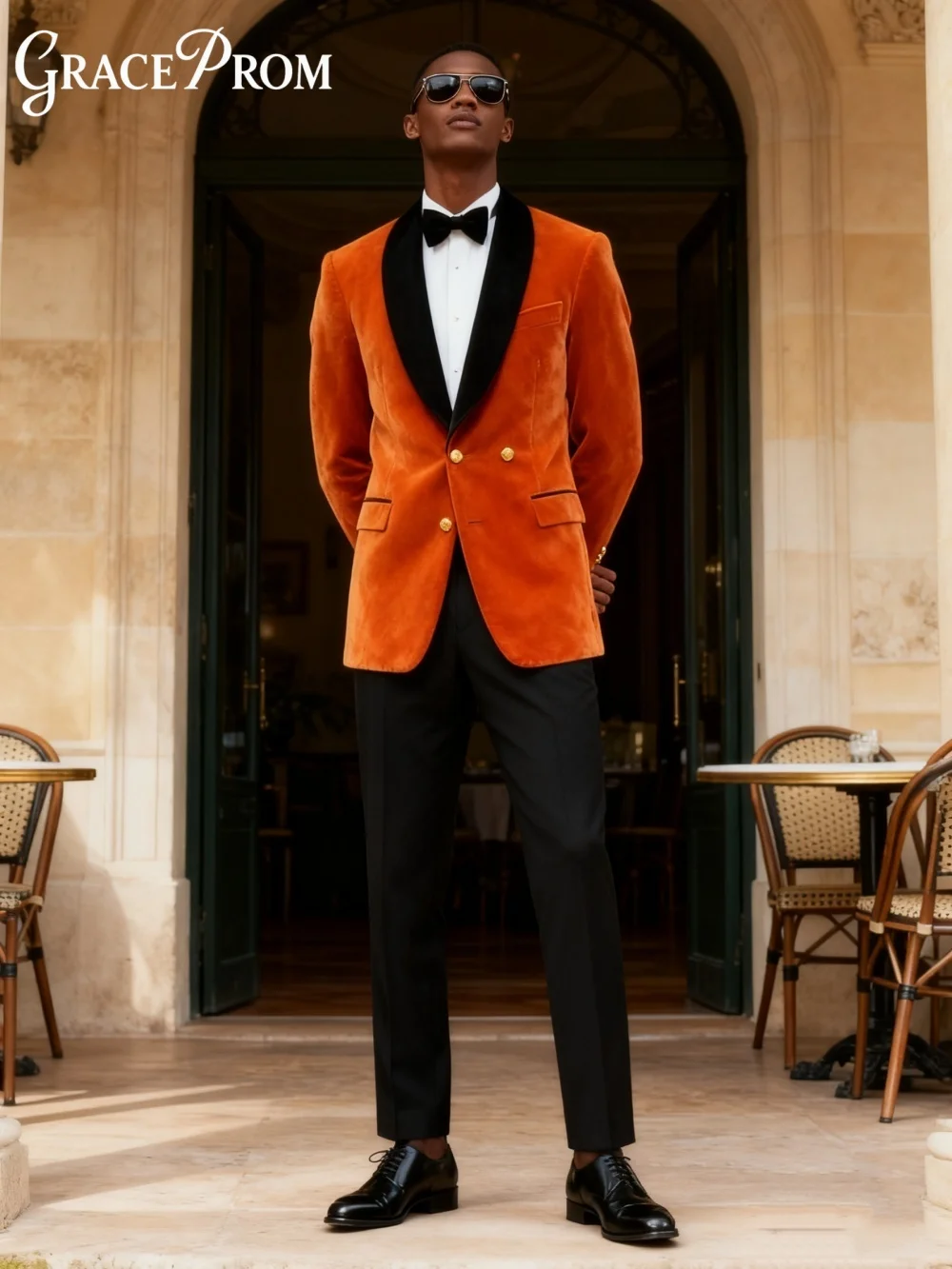 

Classic Velvet Men's Suit Set For Wedding Graduation Business 2026 2PCS Handsome Notched Lapel Smoking Suit Customized