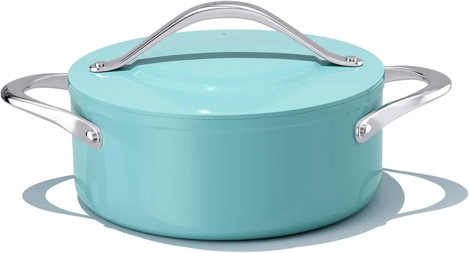 

Керамическая кастрюля (4,5 qt, 9,5 дюйма) с антипригарным покрытием, голландская духовка с крышкой, посуда с керамическим покрытием для индукционных варочных панелей, кастрюля для супа, макарон, Ove