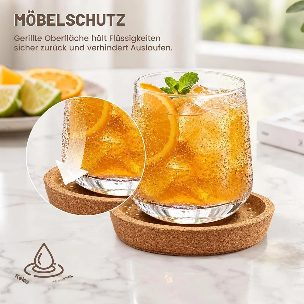 As Shown Cork Coasters Set Non Slip Cup Mats Natural Cork Material Soft Cork Particles Excellent Heat Absorption