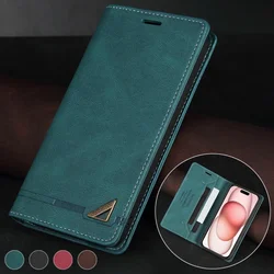 Wallet Anti-theft Brush Magnetic Flip Leather Case For iPhone 15 Pro Max 14 Plus 13 Mini 12 11 SE 2022 2020 X XR XS Max 8 7 6 6s
