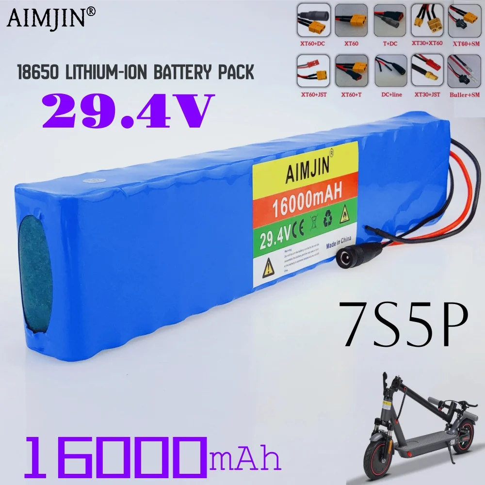 

24v 16000mah 7s2p 18650 lithium-ion rechargeable battery 29.4v 16ah battery pack