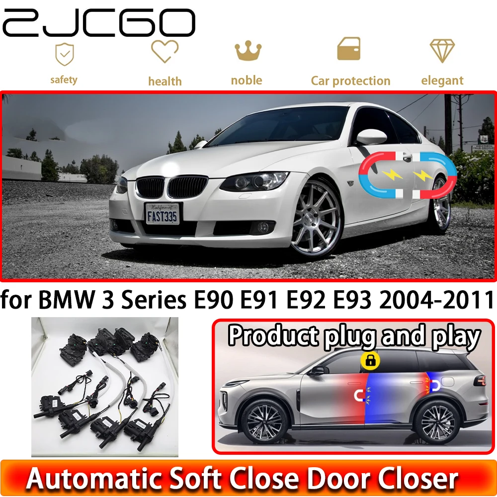 ZJCGO for BMW 3 Series E90 E91 E92 E93 2004-2011 OEM Soft Close Door Kit Power Closing Latch System Auto Pull Door Easy Close