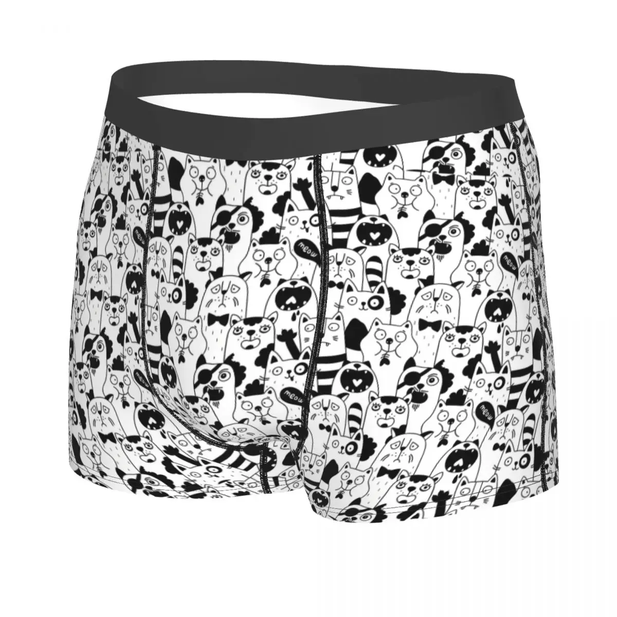 Custom Packed Wild Cats Black White Underwear Men Breathable Boxer Briefs Shorts Panties Soft Underpants For Homme