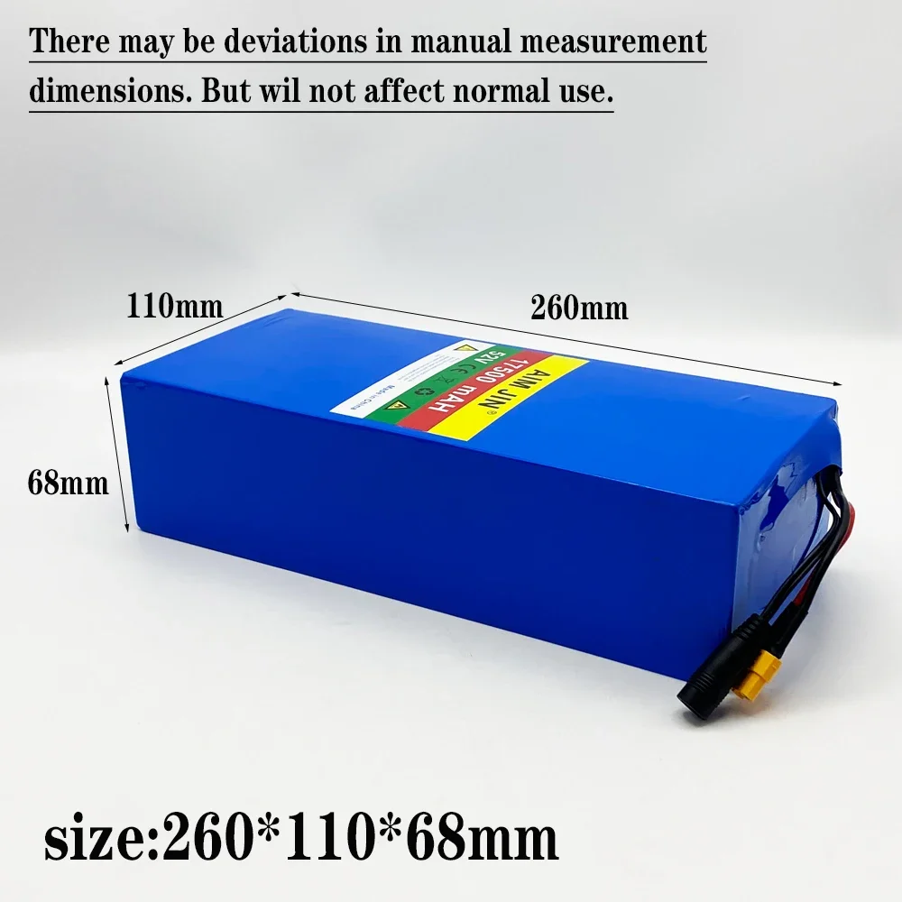 14S5P lithium battery 52V 17500mAH 18650 with BMS For 1500W various electronic devices and transportation equipment+charger