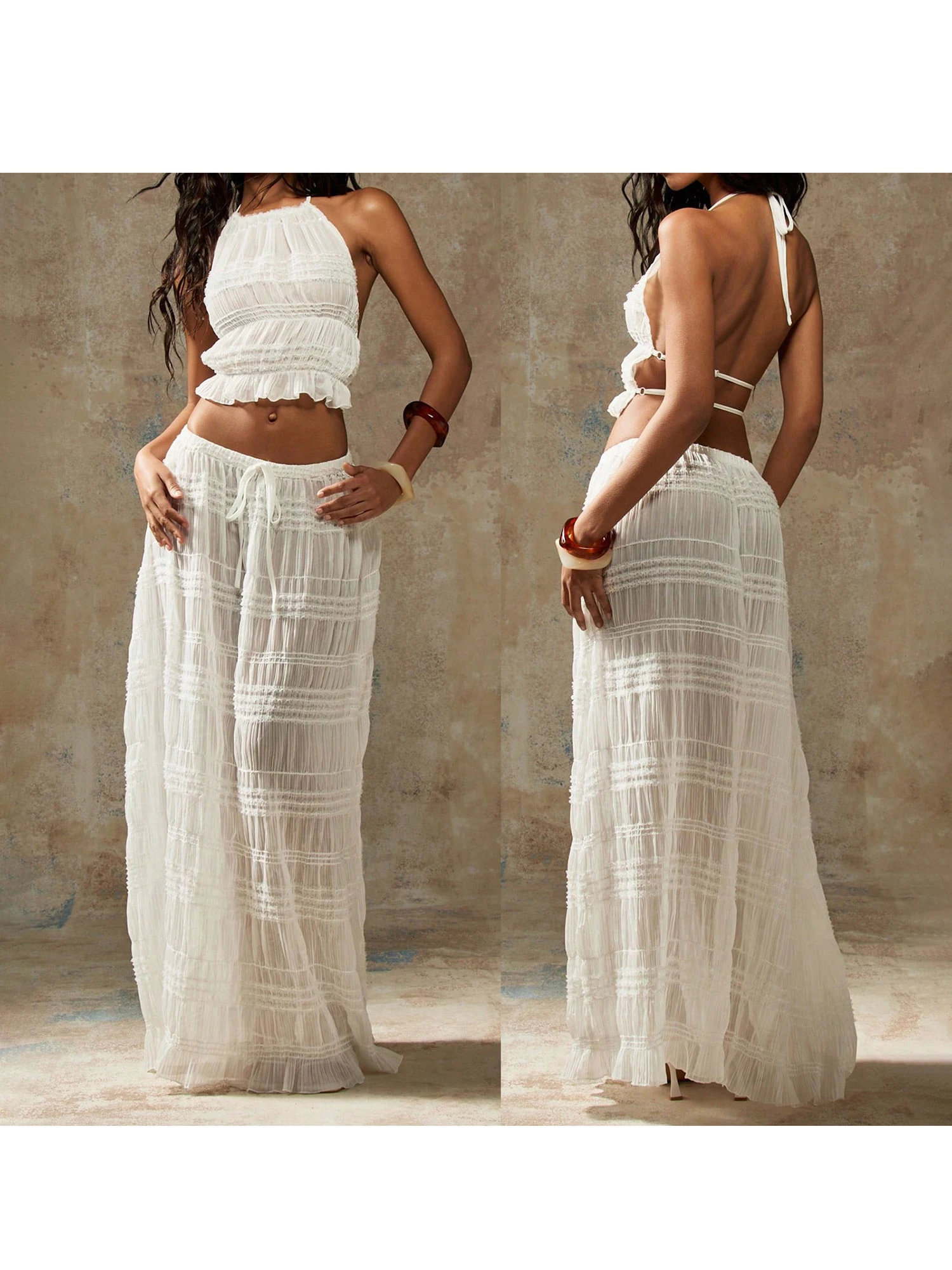 Elegantes, schulterfreies Crop-Top mit Blumendruck und Maxirock mit hoher Taille für das Sommeroutfit für Damen