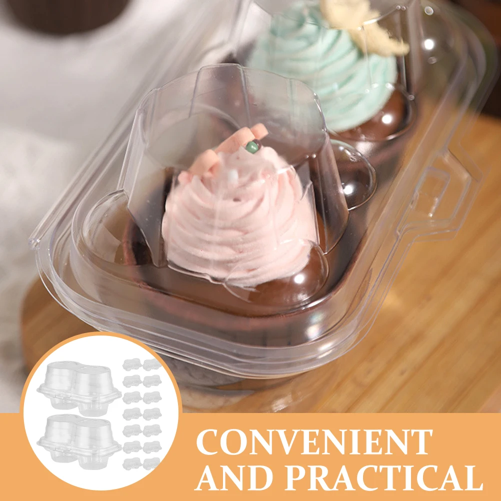 

50pcs Flip Cake Boxes Transparent Clear Food Grade PE Dessert Containers Party Mini Muffin Bakery Dessert Containers Storage
